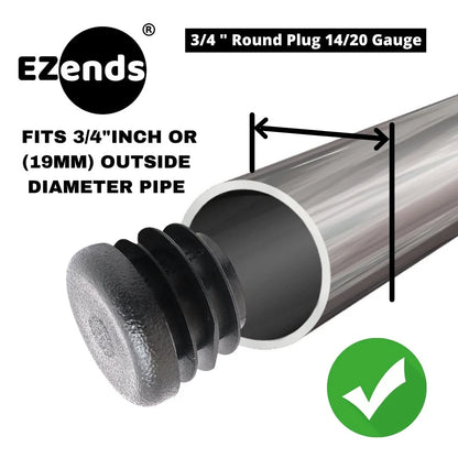 EZends Premium Grade 3/4 Inch Round Plastic Plug / 14-20 14/20 Gauge, Black