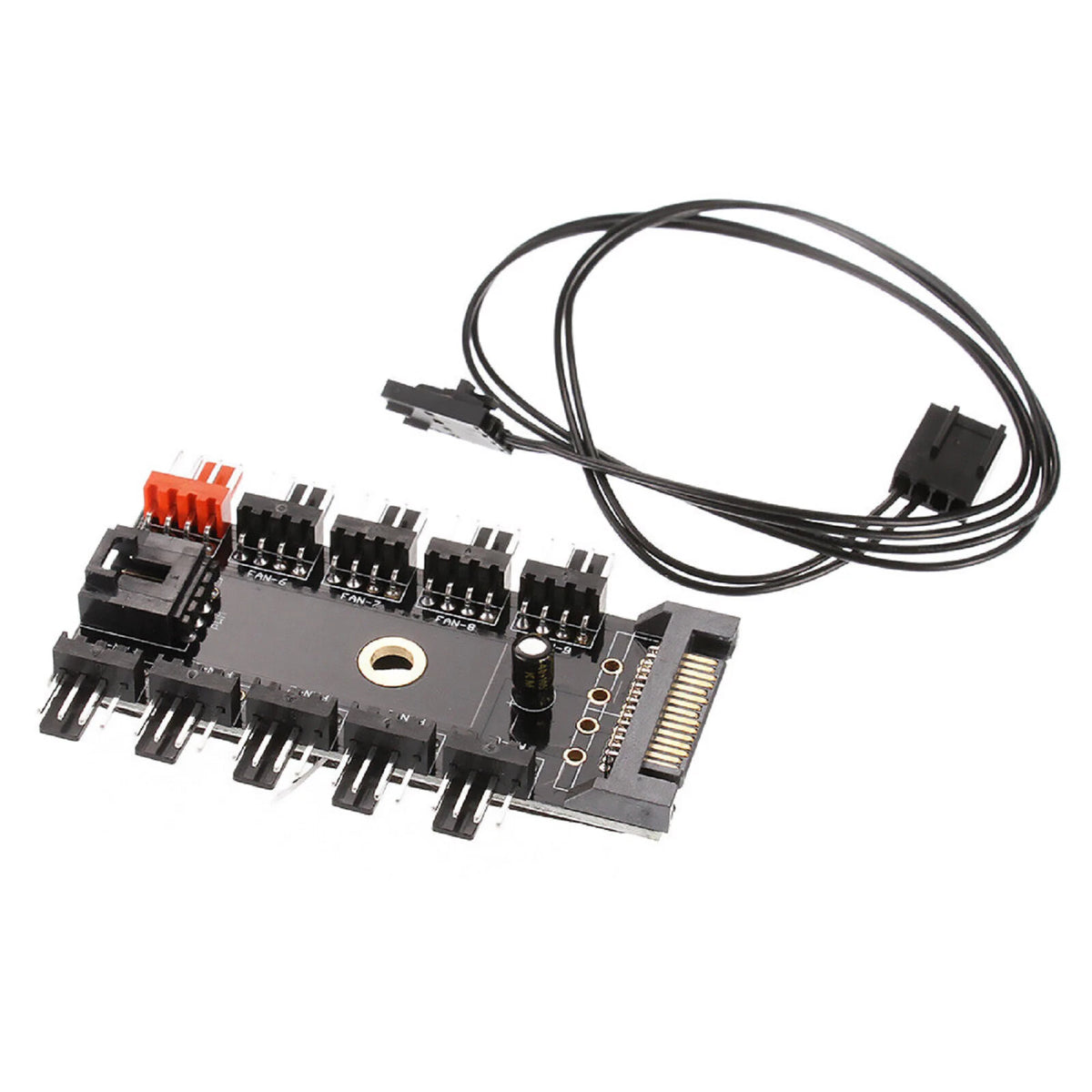 Motherboard 4Pin PWM Cooler Fan HUB Splitter 1 To 10 Extension SATA Power Supply