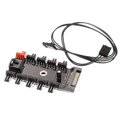 Motherboard 4Pin PWM Cooler Fan HUB Splitter 1 To 10 Extension SATA Power Supply