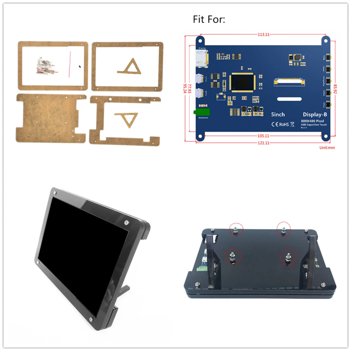 Durable 5 Inch LCD Protective Case for Raspberry Pi – HD Monitor Shell