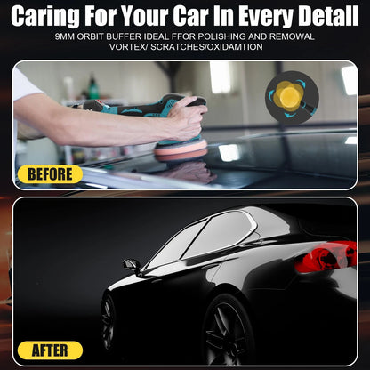Vkdemer Cordless Car Buffer Polisher, 6 In 2.0AH BufferPolisher, Turquoise