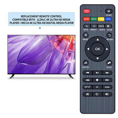 Replace Remote Control For ZUMKUNM 4K Ultra HD Digital Media Player