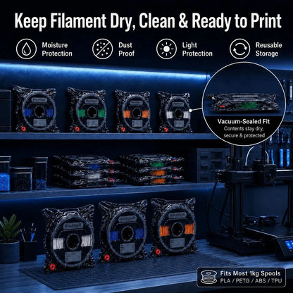 Faluricent Cordless Rechargeable 3D Printer Filament Vacuum Storage Kit Black