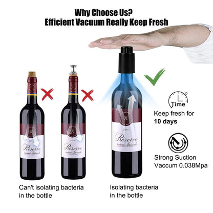 [2 PACK]Wine Bottle Stoppers, Reusable Wine Vacuum Black
