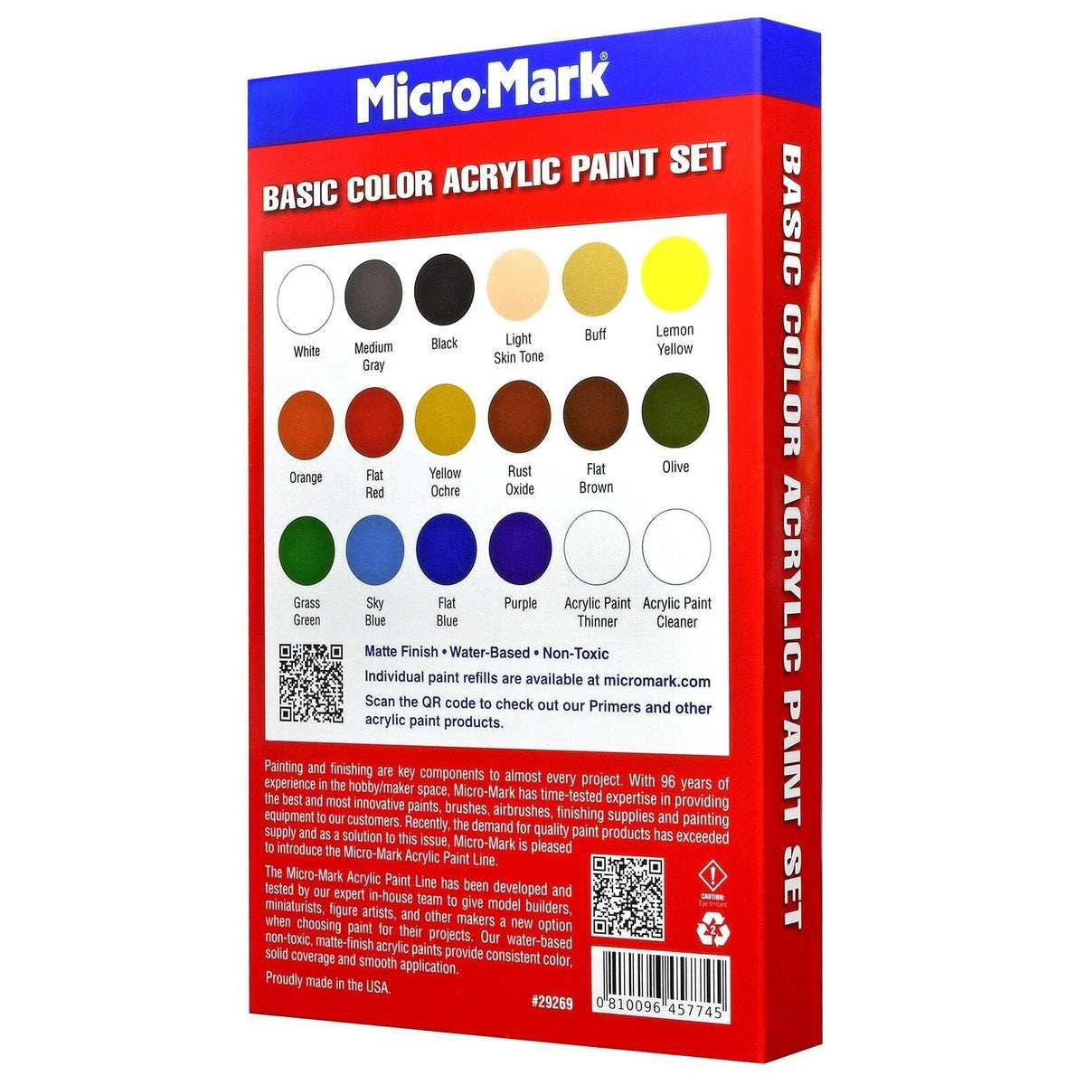 Micro-Mark Basic Color Model Paint Set - 0.68 Fl Oz (Pack of 1), Multicolor