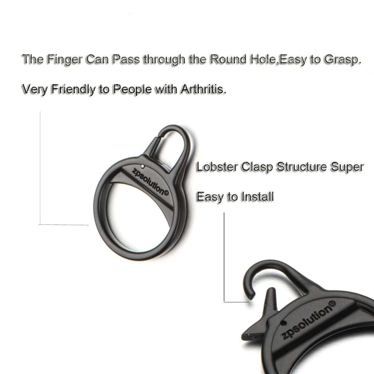Zpsolution Round Zipper Pull Replacement Tool-Free Detachable 4 sliver