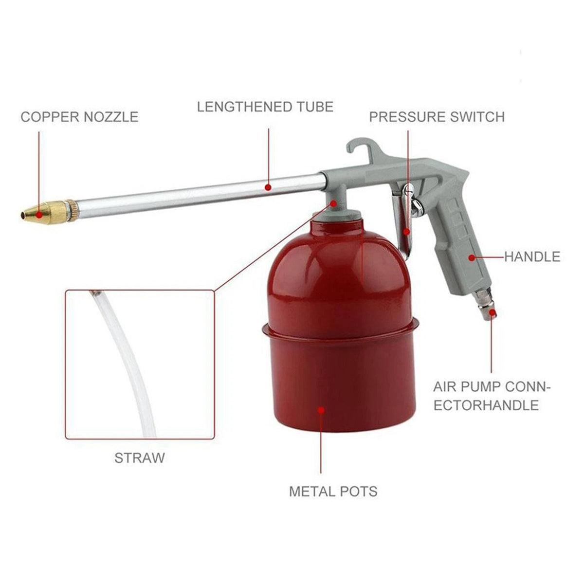 Car Oil Engine Cleaning Solvent Air Sprayer Degreaser Siphon Tool With Pot