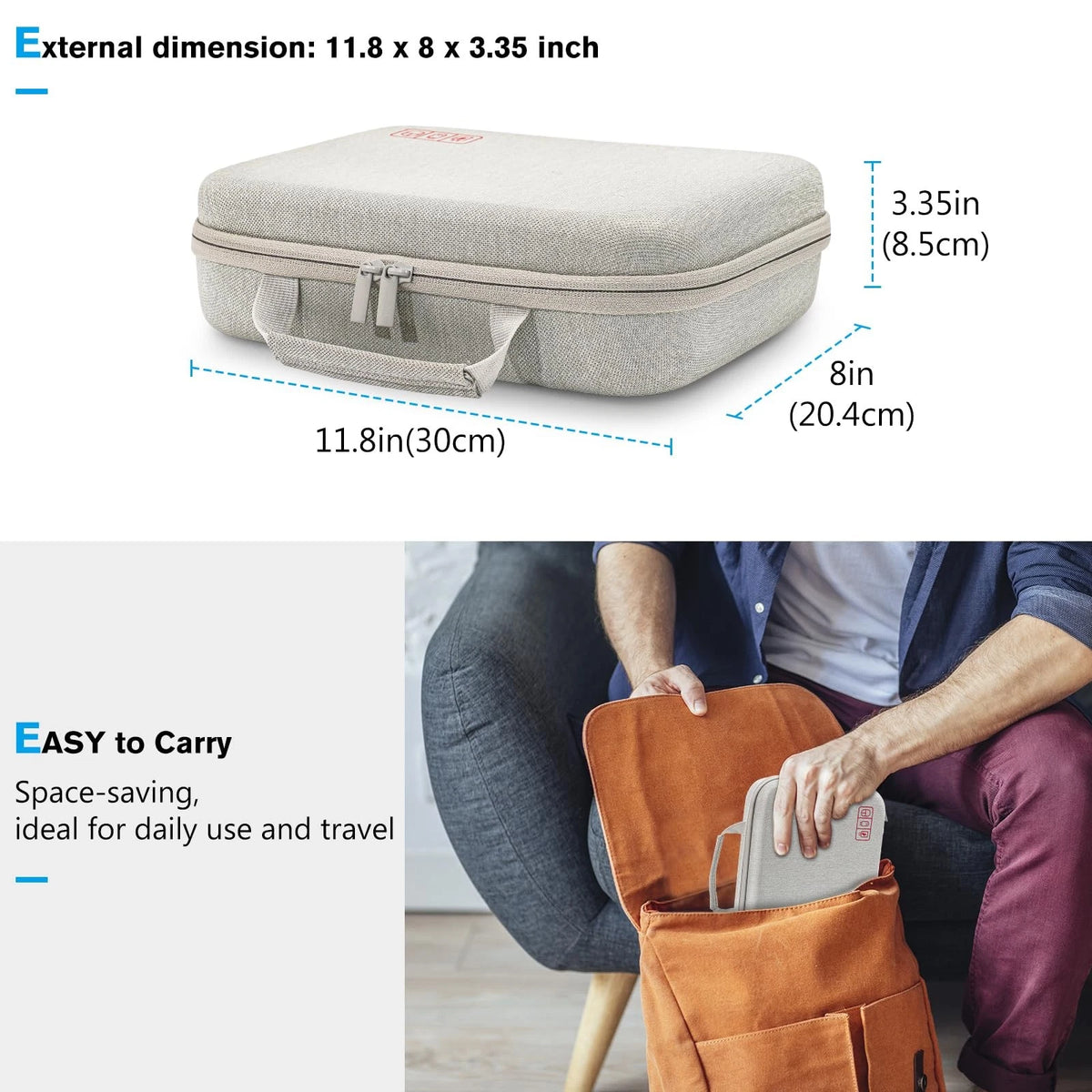 ProCase Hard Travel Extra Large - 11.8 x 8.0 x 3.3 Inch, Silver Gray