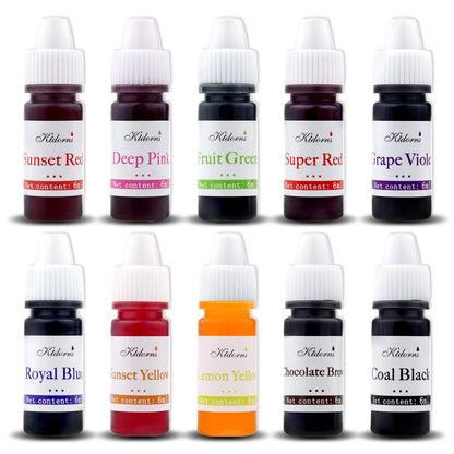 Soap Dye Making Set - 10 Liquid Black, Blue, Green, Purple, Royal Violet