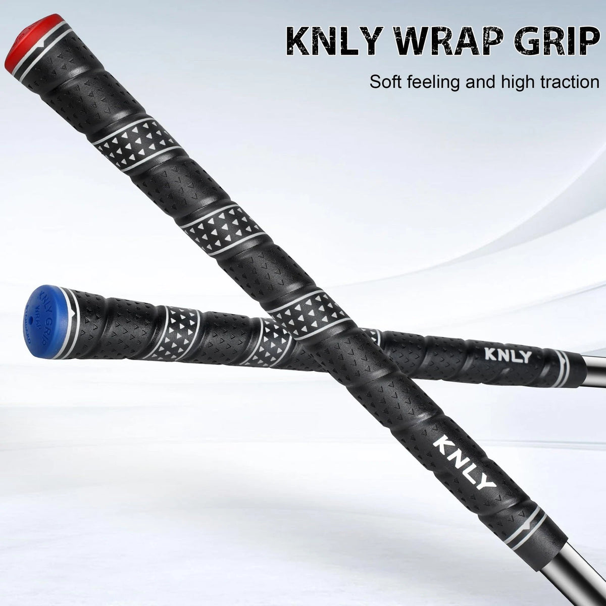 KNLY Wrap Golf Grips Set of 13- Triangular Concave Texture Control Black Blue