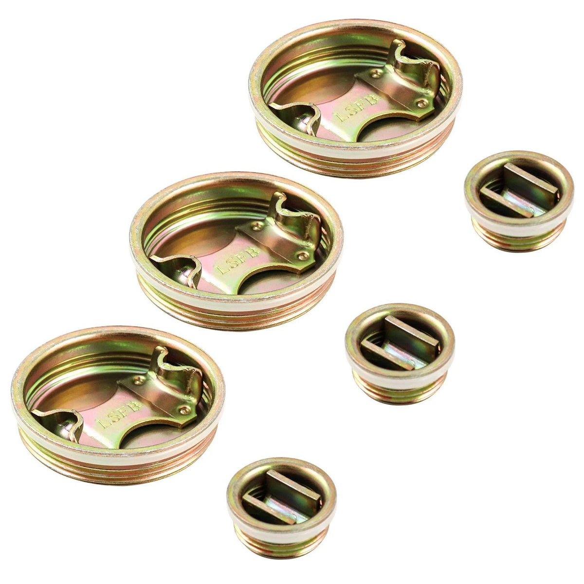 QWORK Steel Drum Bung Set, 2-3/4" Cap Plugs with Plated 2"&3/4", 6 Pack
