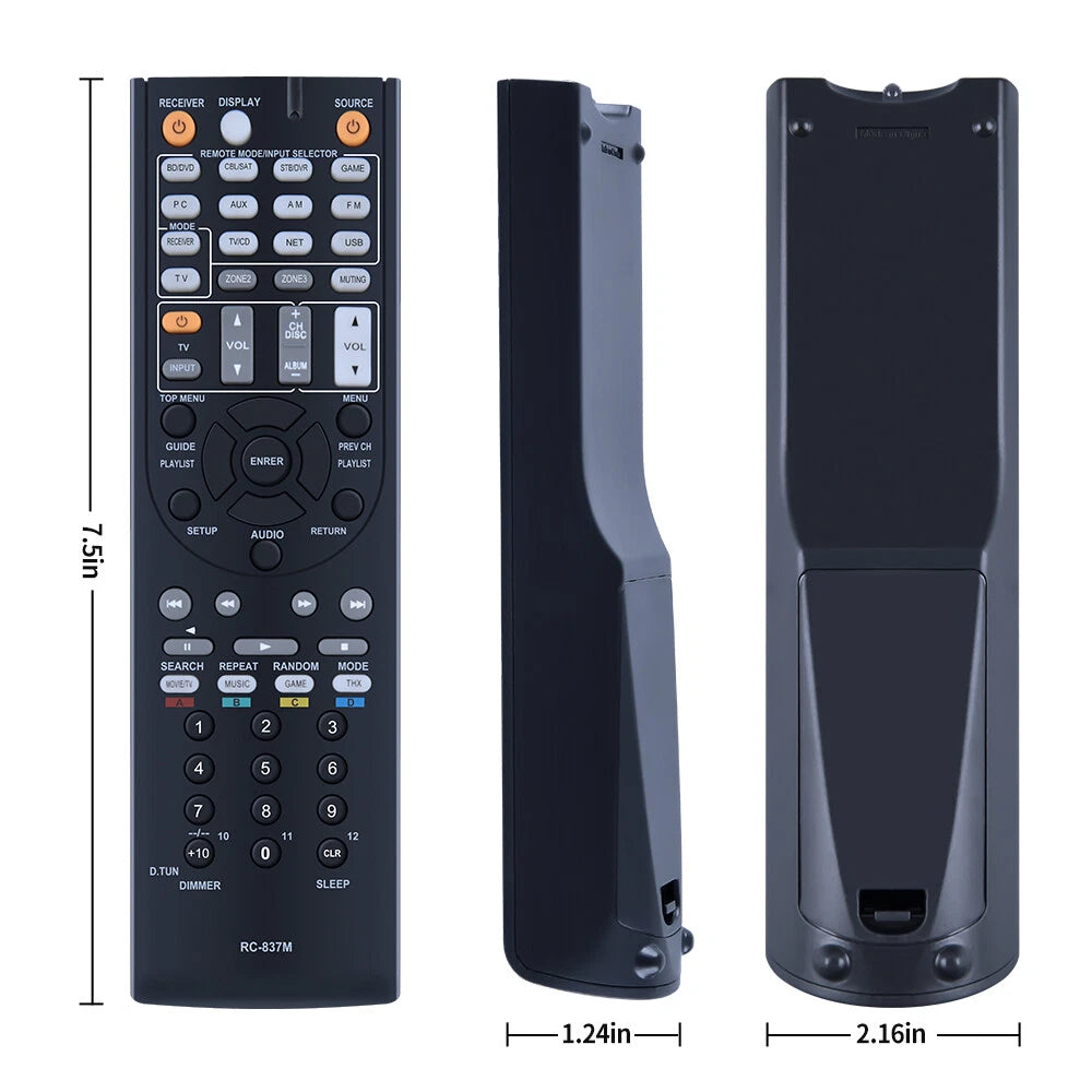 RC-837M Replace Remote For Onkyo AV Receiver TX-NR616S TX-NR616B TXNR616