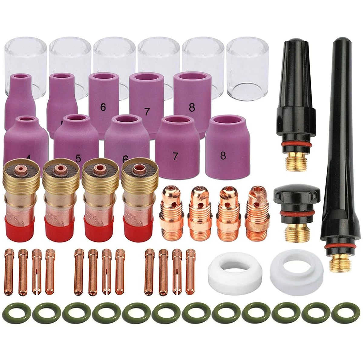 Zinger 53pcs TIG Welding Torch Stubby Gas Lens #10 Glass 53PCS, Multicolor