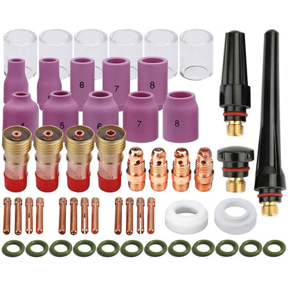 Zinger 53pcs TIG Welding Torch Stubby Gas Lens #10 Glass 53PCS, Multicolor