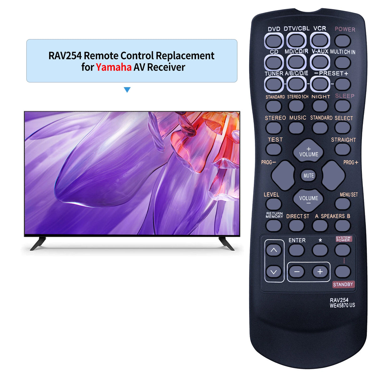 RAV254 Remote Control For Yamaha AV Receiver RX-V350 HTR-5730 RX-V359 RXV350