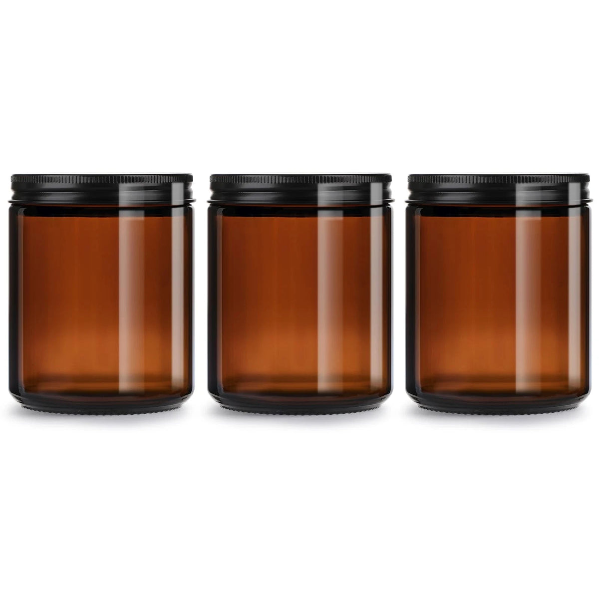 GIVAMEIHF 8oz Amber Glass Jars with Lids (3 Pack) - Empty Candle Amber-3 Pack