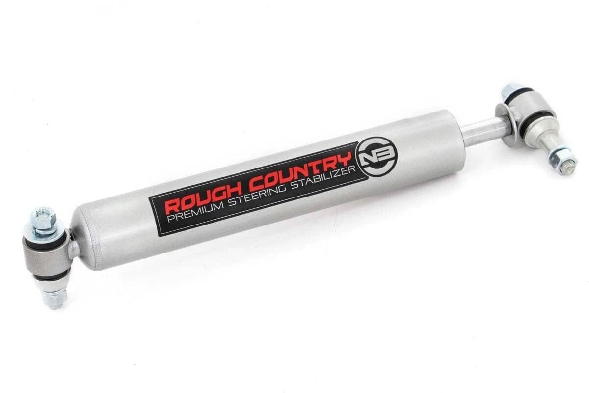 Rough Country N3 Steering Stabilizer for 73-87 Single, Metallic Silver