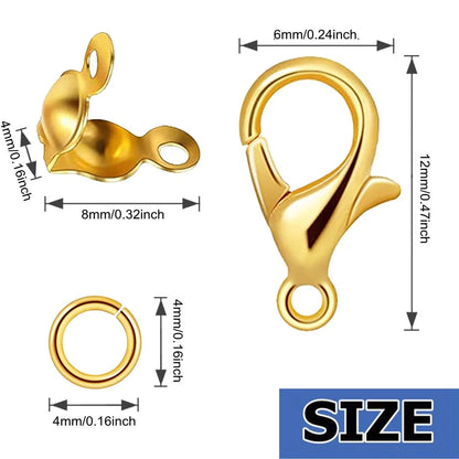 1000PCS Jewelry Making Accessories Set, 100 Lobster Claw Clasps 300 Gold