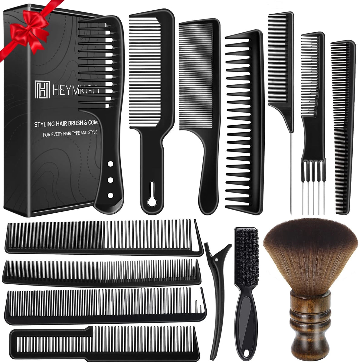 HEYMKGO Barber Comb,14PCS Hair Cutting Comb Set, Professional Salon BLACK