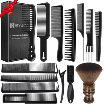 HEYMKGO Barber Comb,14PCS Hair Cutting Comb Set, Professional Salon BLACK
