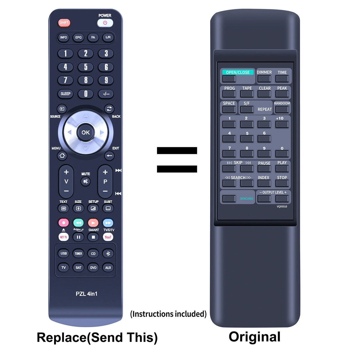 VQ95010 Replacement Remote Control For Yamaha CDX-880, CDX-580, CDX-480