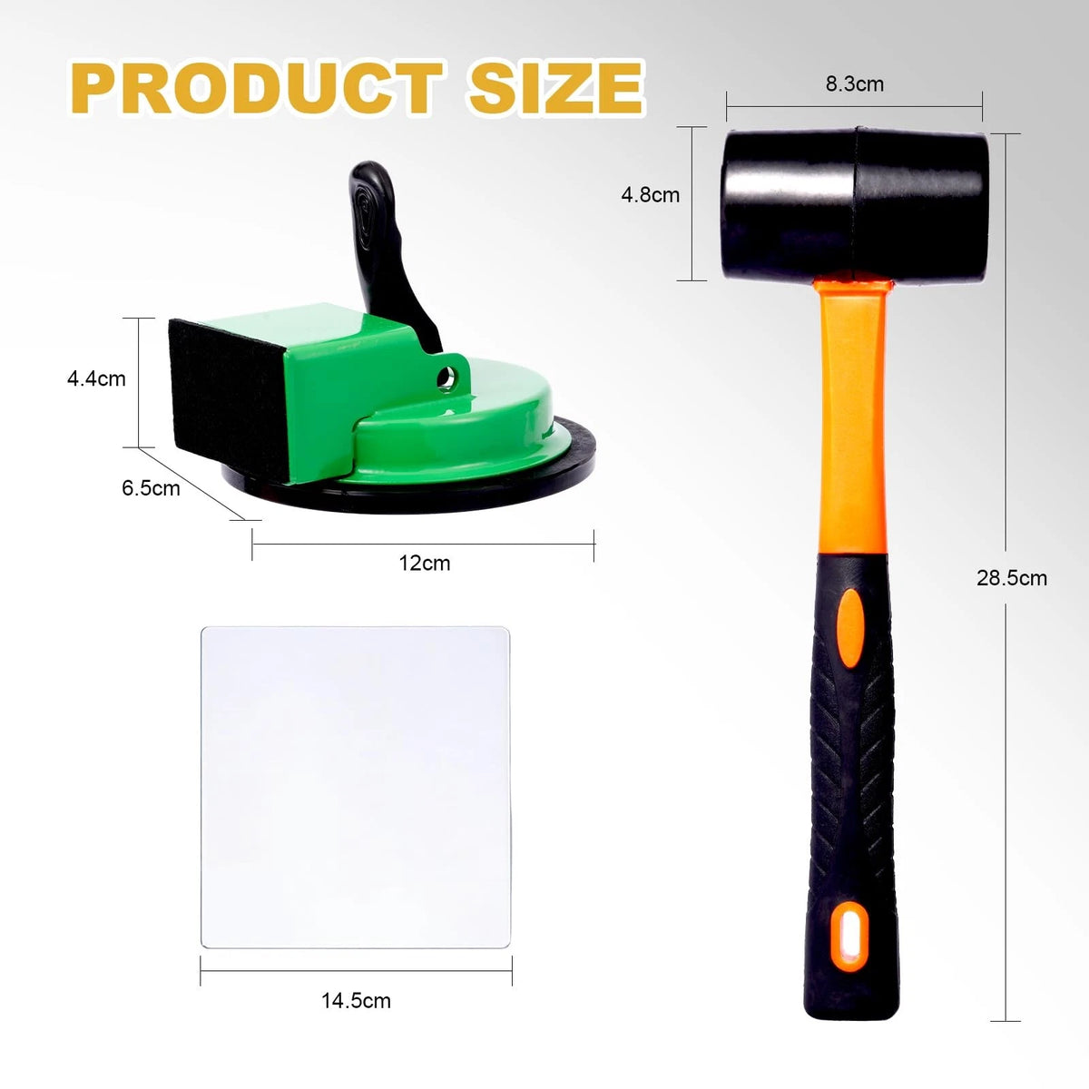 Floor Gap Fixer Tool Kit with 4.7" Suction Cup & Rubber Mallet, Multicolor