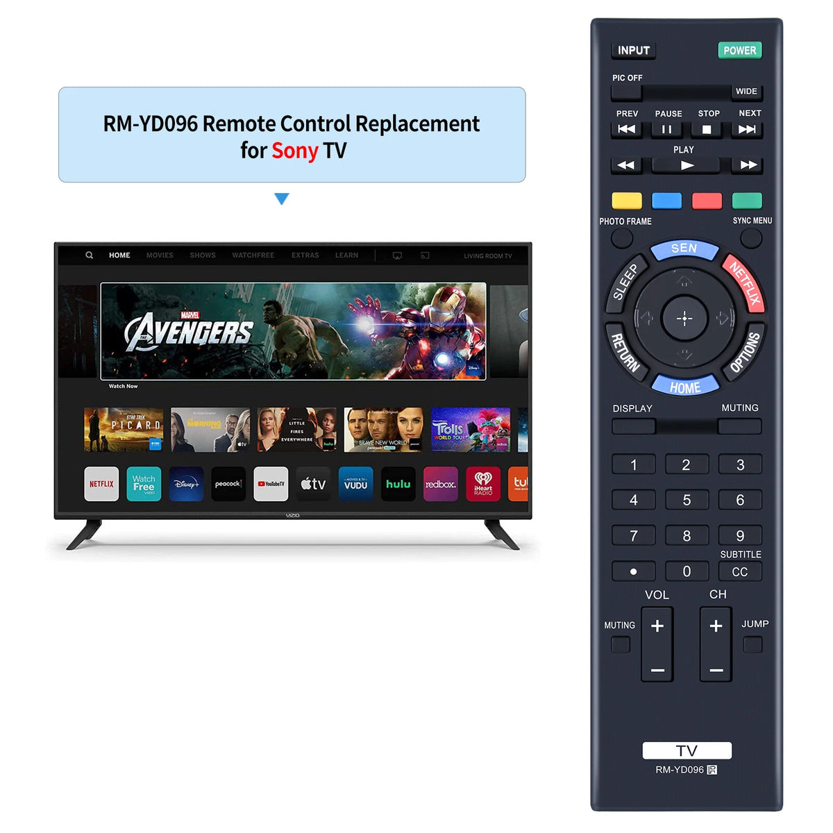 RM-YD096 Remote Control For Sony TV KDL-60R510A KDL-70R551A KDL-60R551A