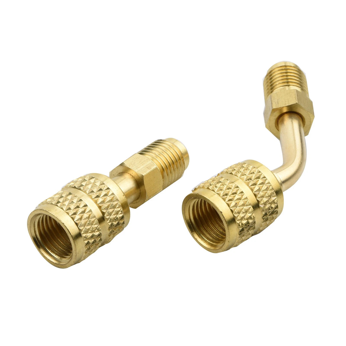 Straight & 45° Adapter Set R410A 5/16 to 1/4 SAE Brass for Air Conditioner