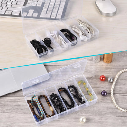 VZTOLKUR 2 Pack Clear Plastic Organizer Box with 6 8.3"Lx4.3"Wx1.3"H,