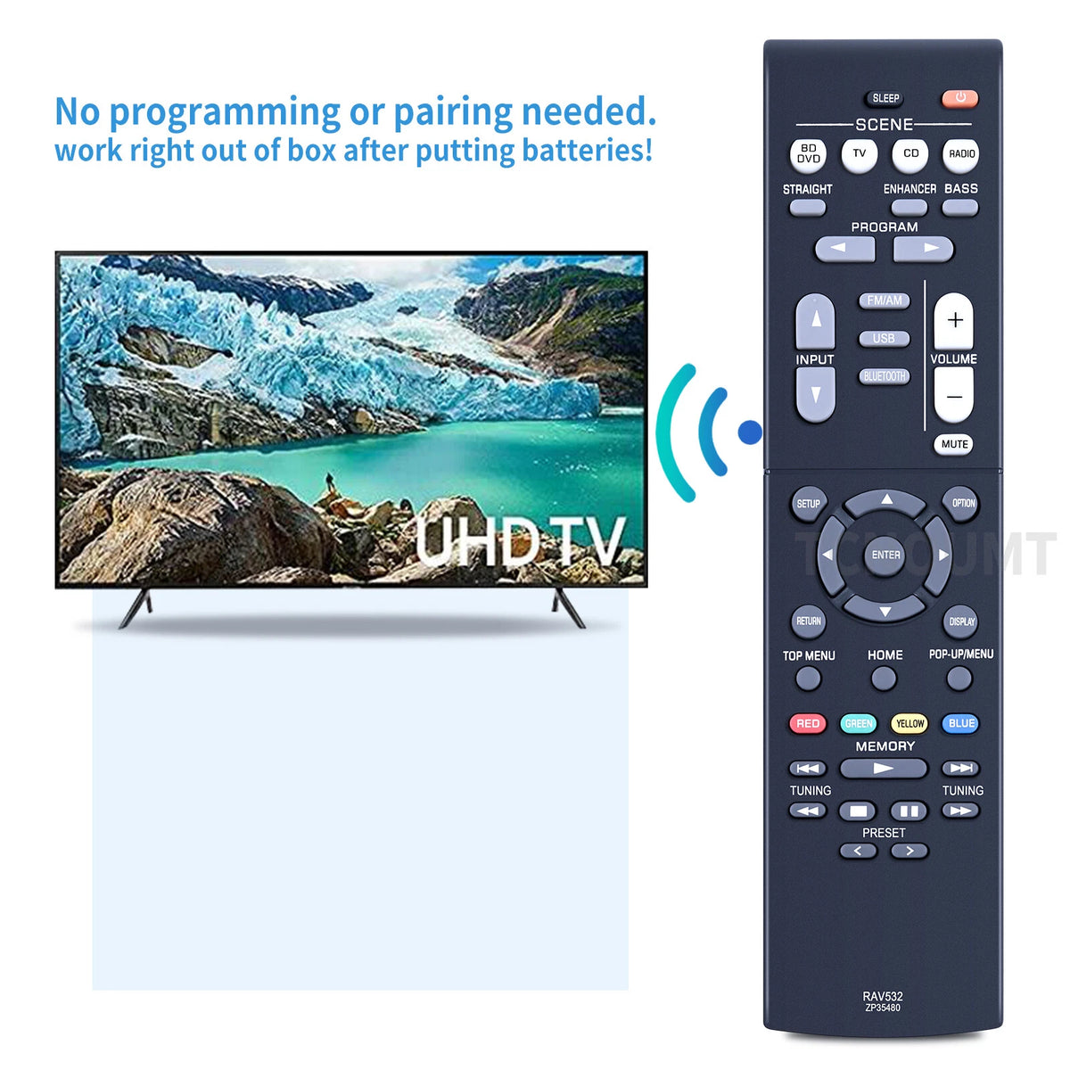 RAV532 ZP35480 Remote Control For Yamaha AV Receiver RX-V379 RX-V383 RX-V383BL