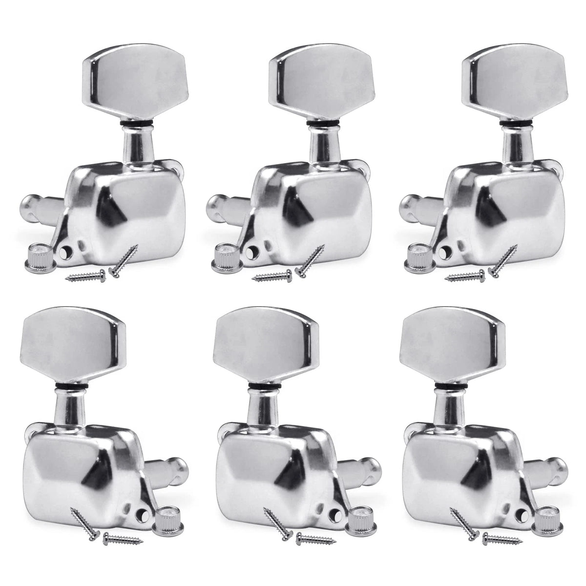 SAPHUE 3+3 Semi-closed Guitar Tuners Square 3L3R Semi-Closed 15:1, Chrome