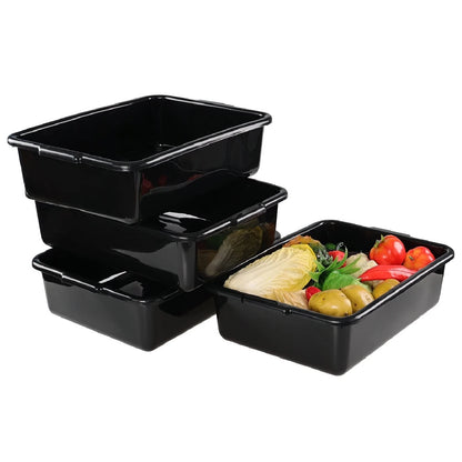 Jekiyo 4 Pack Small Commercial Bus Tub Box, 8 Liter Plastic 8 L, Black