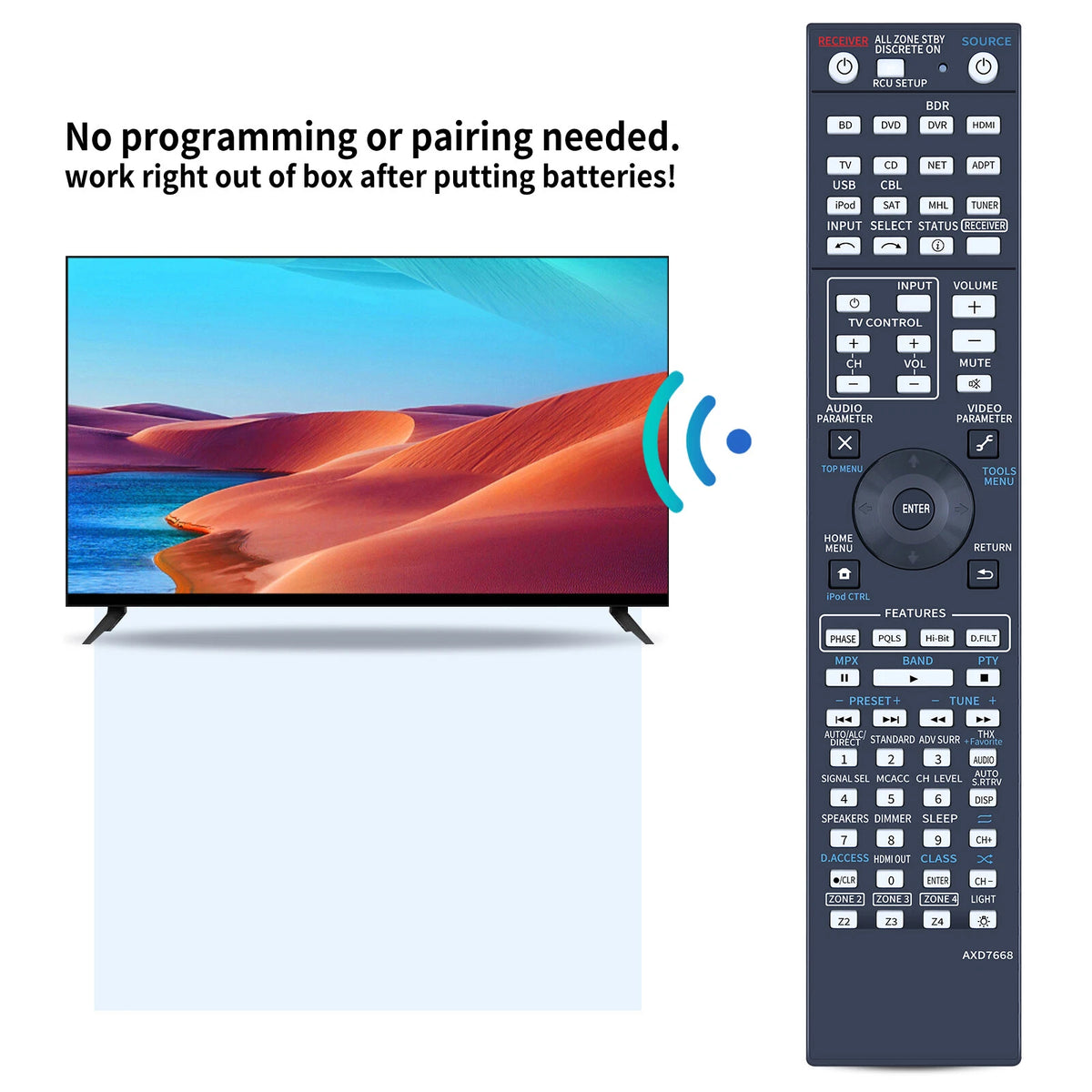 AXD7668 Remote Control For Pioneer AV Receiver SC-65, SC-67, SC-68, SC-1522