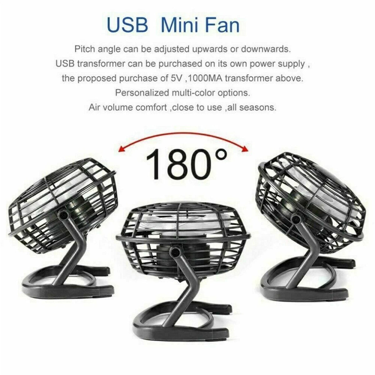 4 inch Portable USB Table Fan Mini USB Desk Fan Small Quiet Personal Cooler