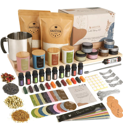 SAEUYVB Candle Making Kit - DIY Starter Soy 10 pcs candle tins kit, 12 colors