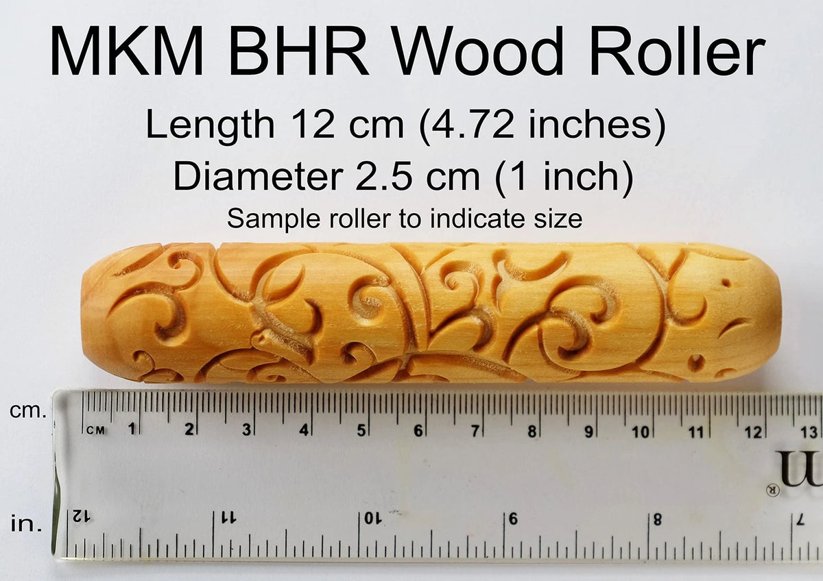 MKM Pottery Tools Wood Big Hand Rollers for Clay (BHR-147 BHR-147 Coneflowers