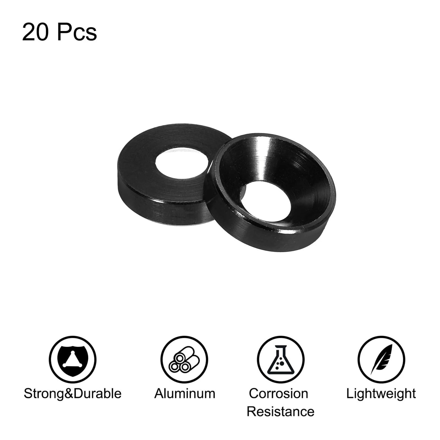 MECCANIXITY M4 Cone Cup Countersunk Washers,Hole Dia 0.39 inches, Black