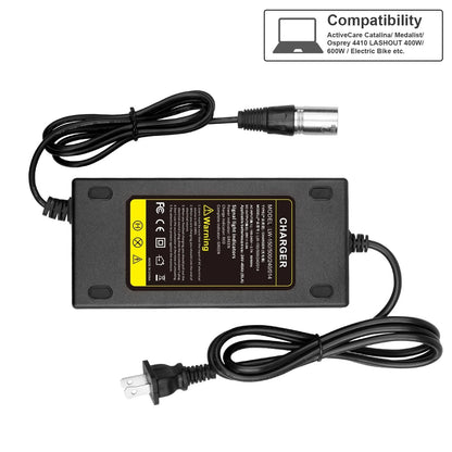 24V 5A 3-Pin Male XLR Connector Battery Charger for Lakematic, Pride Black