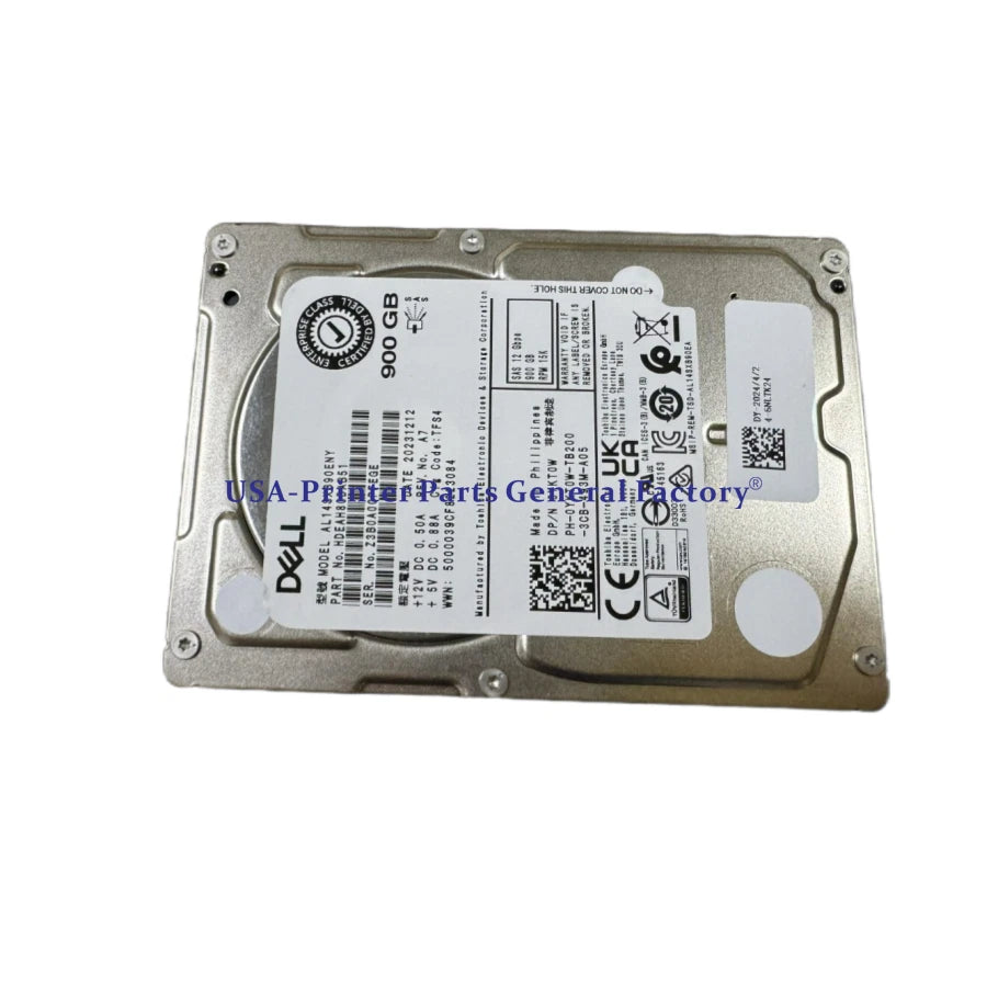 YKT0W 0YKT0W Compatible For DELL HDD 900GB 15K SAS 12G 2.5" SFF G11 G12 G13