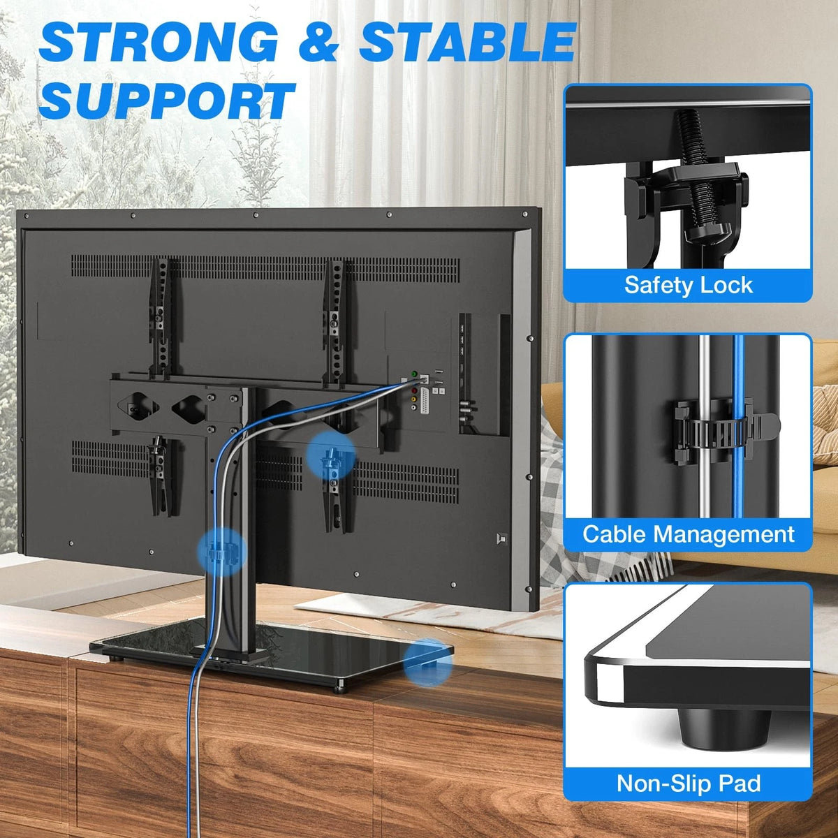 Rfiver Universal Table Top TV Stand Base Replacement for 27"-60", Black