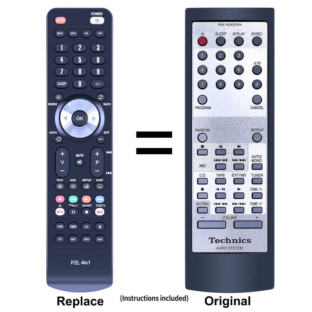 RAK-HDA25WH Replacement Remote Control For Technics SC-HD510 SCHD510