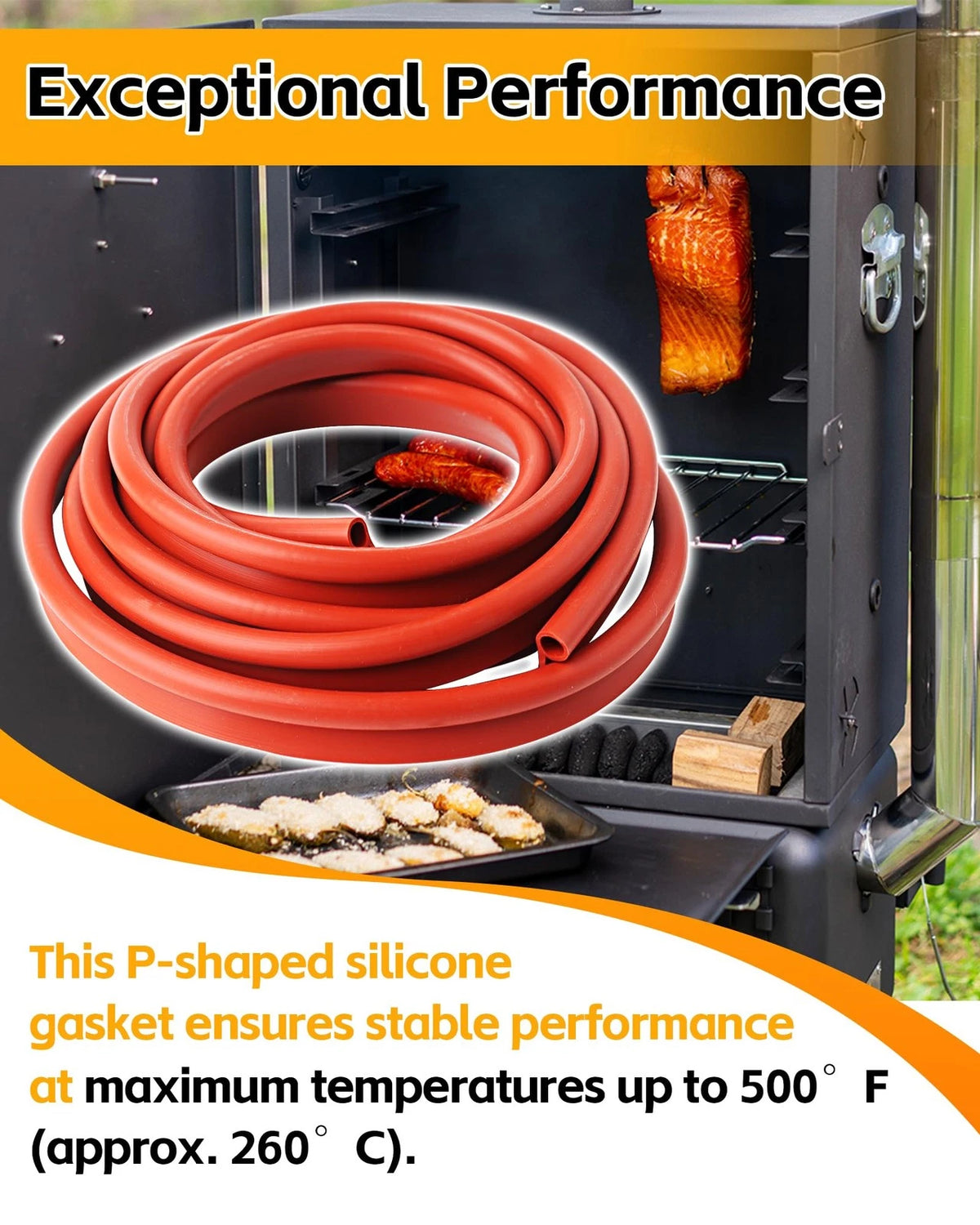 Zorqon 13ft Silicone P-Gasket Seal, High-Temp Gasket Seal Replacement for red
