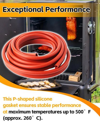Zorqon 13ft Silicone P-Gasket Seal, High-Temp Gasket Seal Replacement for red