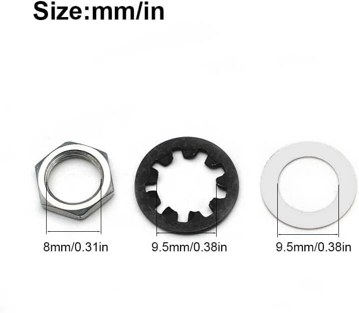 MAXCHEER Set of 4 Guitar Nuts, washers & Lock for 1/4 Standard, Black