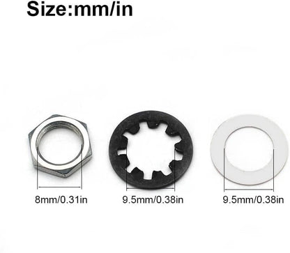 MAXCHEER Set of 4 Guitar Nuts, washers & Lock for 1/4 Standard, Black