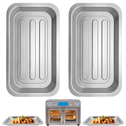GXF 2PCS Air Fryer 11.5''×6.7'' Tray For Emeril Lagasse 25 QT S 2Pack, Silver