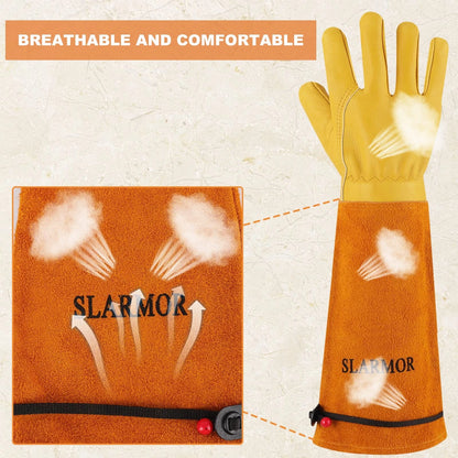 SLARMOR Long Gardening-Gloves Women/Men-Thorn Medium (Pack of 1), Yellow