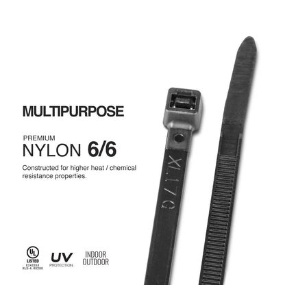 TR Industrial Multi-Purpose UV Resistant Black Cable Ties, 8 8",