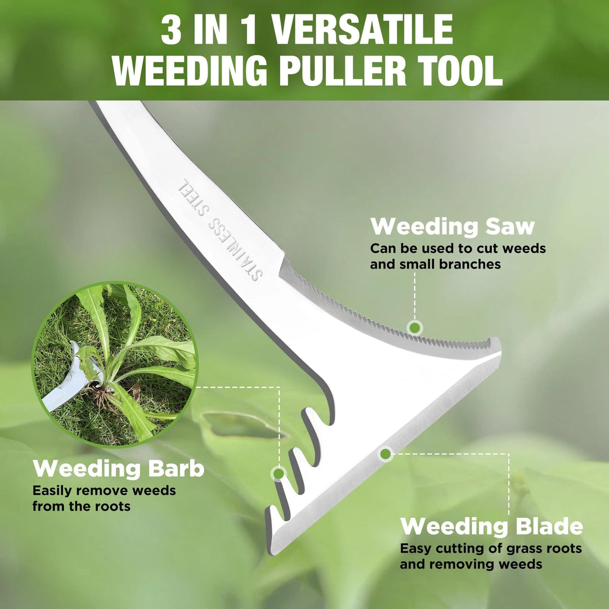 WORKPRO Crack Weeder, 12.5" Stainless Steel Crevice Weeding Green & Black
