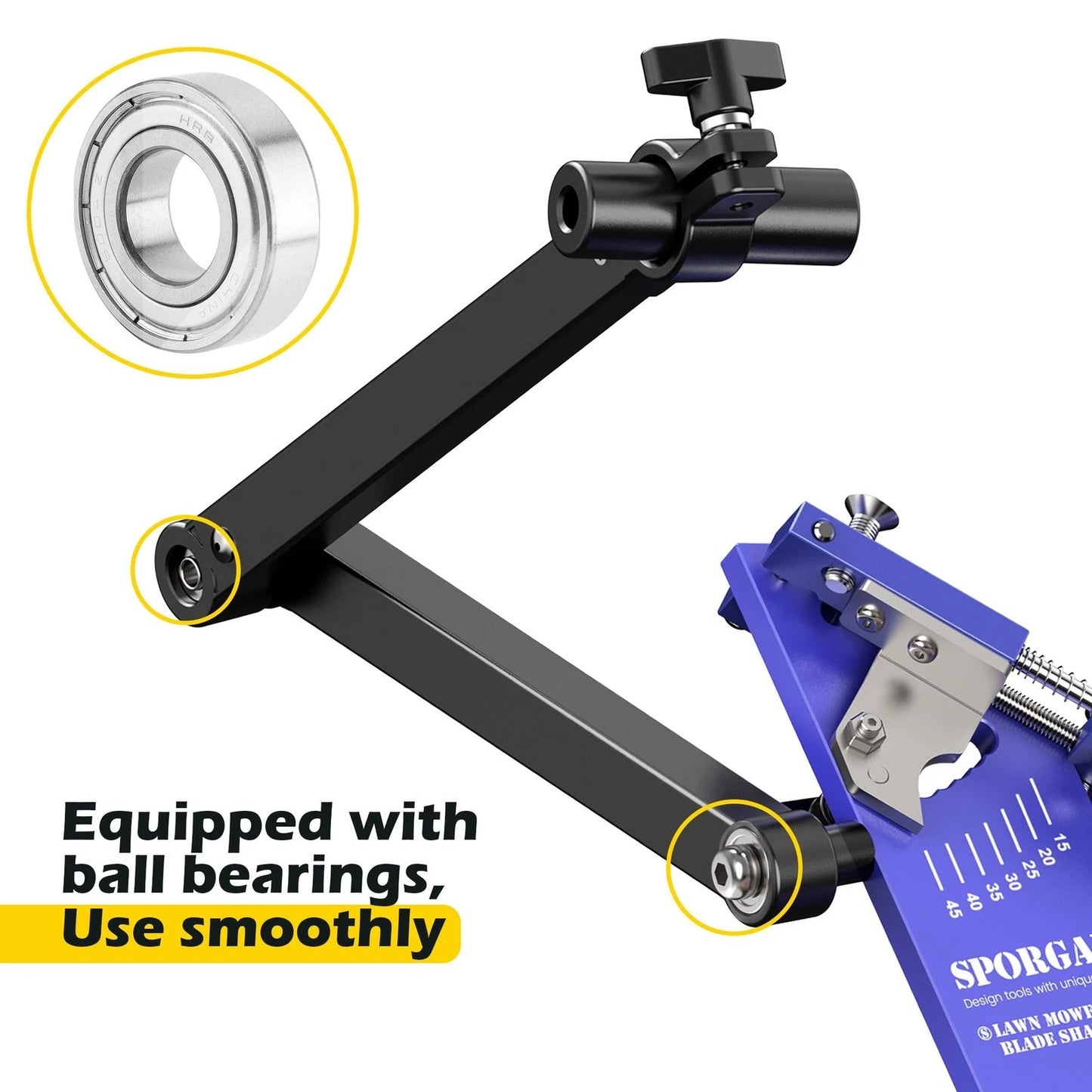 SporGain [Updated] Lawn Mower Blade Sharpener 15°-45° Adjustable Frame Blue